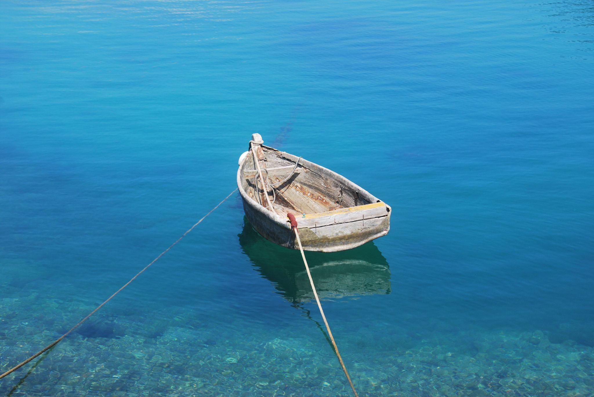 Boat in turquoise water